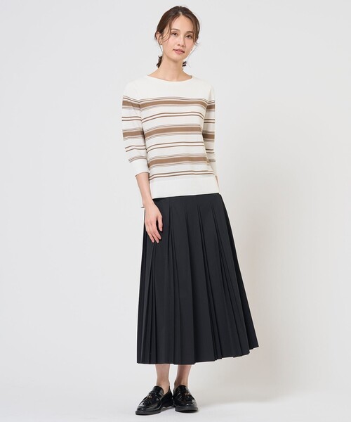 J.PRESS（ジェイプレス）の「COTTON POLYESTER ボーダー ニット（ニット/セーター・レディース・ネイビー系1/黄土色系1・LARGE/MEDIUM）」の3枚目の写真
