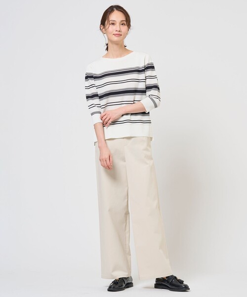 J.PRESS（ジェイプレス）の「COTTON POLYESTER ボーダー ニット（ニット/セーター・レディース・ネイビー系1/黄土色系1・LARGE/MEDIUM）」の5枚目の写真