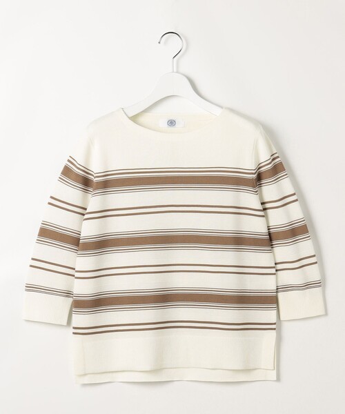 J.PRESS（ジェイプレス）の「COTTON POLYESTER ボーダー ニット（ニット/セーター・レディース・ネイビー系1/黄土色系1・LARGE/MEDIUM）」の8枚目の写真