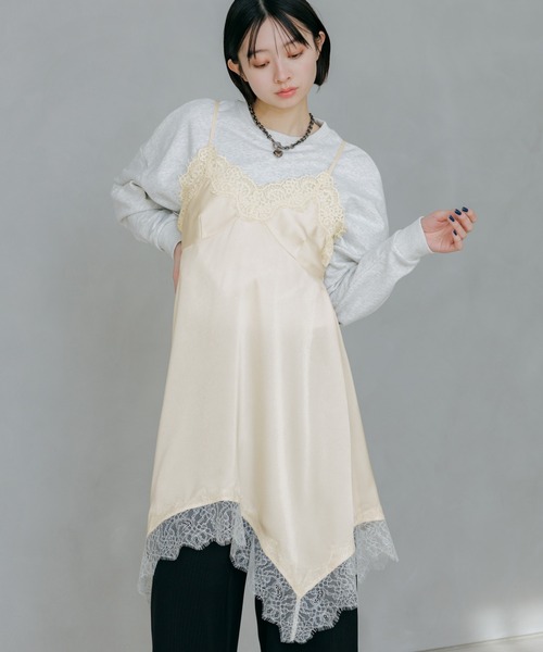 PAGEBOY（ページボーイ）の「ランジェリーチュニックワンピース（チュニック・レディース・オフホワイト/ブラック・FREE）」の2枚目の写真