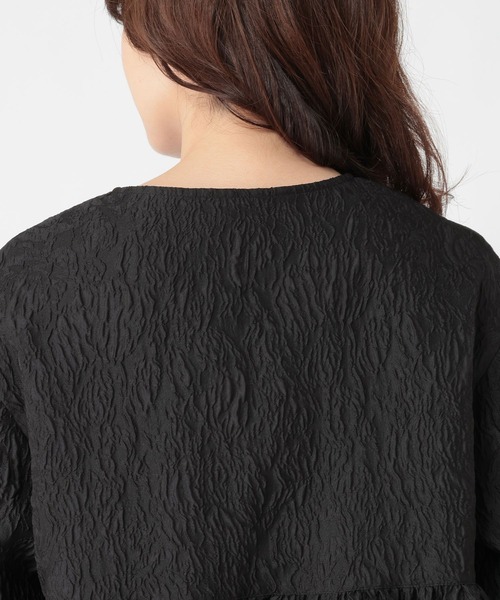 studio CLIP（スタディオクリップ）の「【WEB限定】ふくれジャガードジャケット《オケージョン2026SS》（ノーカラージャケット・レディース・ブラック・FREE）」の17枚目の写真