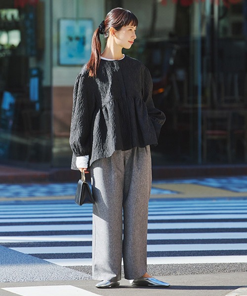 studio CLIP（スタディオクリップ）の「【WEB限定】ふくれジャガードジャケット《オケージョン2026SS》（ノーカラージャケット・レディース・ブラック・FREE）」の3枚目の写真