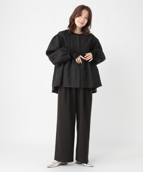 studio CLIP（スタディオクリップ）の「【WEB限定】ふくれジャガードジャケット《オケージョン2026SS》（ノーカラージャケット・レディース・ブラック・FREE）」の7枚目の写真