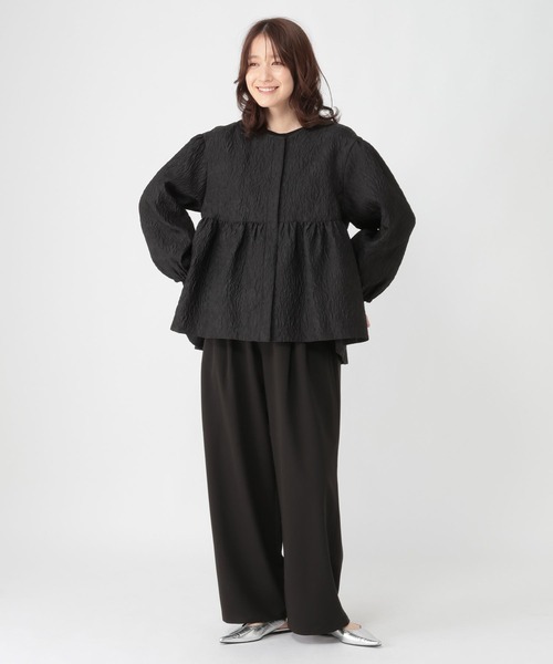 studio CLIP（スタディオクリップ）の「【WEB限定】ふくれジャガードジャケット《オケージョン2026SS》（ノーカラージャケット・レディース・ブラック・FREE）」の8枚目の写真