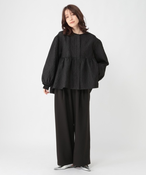 studio CLIP（スタディオクリップ）の「【WEB限定】ふくれジャガードジャケット《オケージョン2026SS》（ノーカラージャケット・レディース・ブラック・FREE）」の9枚目の写真