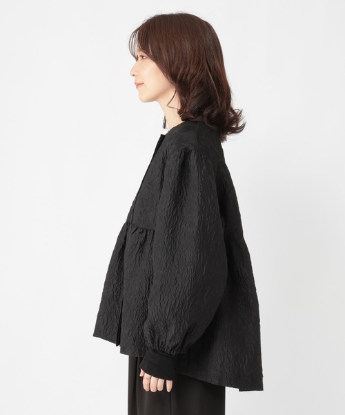 studio CLIP（スタディオクリップ）の「【WEB限定】ふくれジャガードジャケット《オケージョン2026SS》（ノーカラージャケット・レディース・ブラック・FREE）」の11枚目の写真