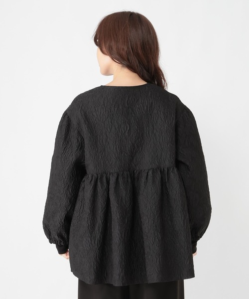 studio CLIP（スタディオクリップ）の「【WEB限定】ふくれジャガードジャケット《オケージョン2026SS》（ノーカラージャケット・レディース・ブラック・FREE）」の12枚目の写真