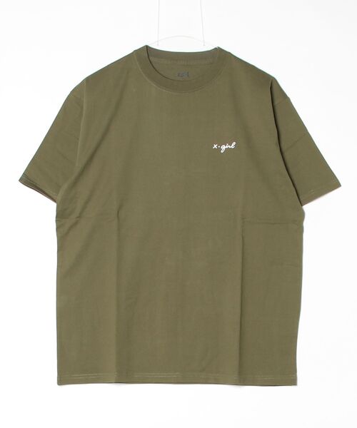 X-girl(エックスガール)の「CURSIVE LOGO S/S TEE(Tシャツ/カットソー・レディース・ブラック/オリーブ/ホワイト・S/M/L)」の1枚目の写真