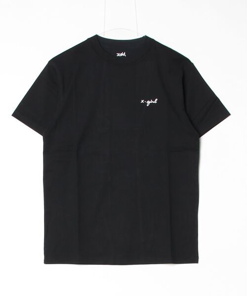 X-girl(エックスガール)の「CURSIVE LOGO S/S TEE(Tシャツ/カットソー・レディース・ブラック/オリーブ/ホワイト・S/M/L)」の3枚目の写真