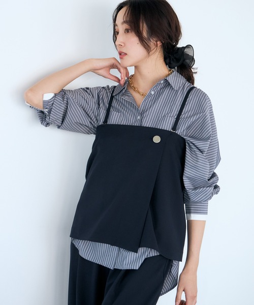 Elura(エルーラ)の「映えラク2WAYキャミ/634733(キャミソール・レディース・ライトグレー/ネイビー/チェック・FREE)」の1枚目の写真