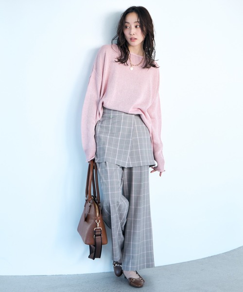 Elura(エルーラ)の「映えラク2WAYキャミ/634733(キャミソール・レディース・ライトグレー/ネイビー/チェック・FREE)」の4枚目の写真