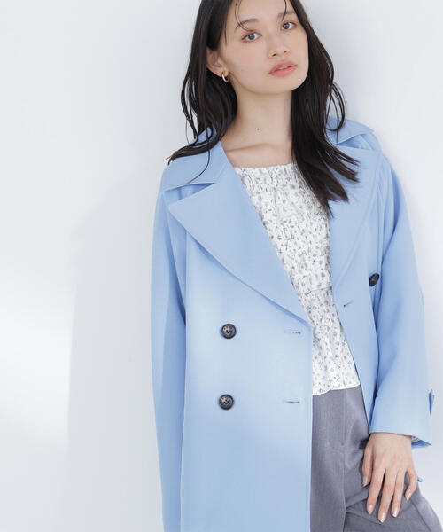 NATURAL BEAUTY BASIC（ナチュラルビューティーベーシック）の「◇ハーフトレンチコート（トレンチコート・レディース・ベージュ/ネイビー/ブルー・SMALL/MEDIUM）」の3枚目の写真