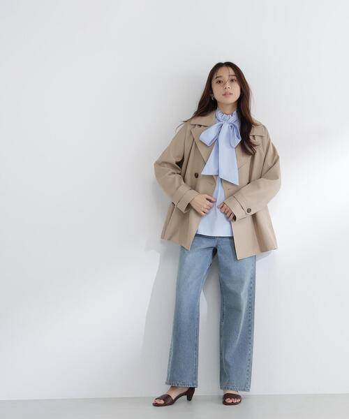 NATURAL BEAUTY BASIC（ナチュラルビューティーベーシック）の「◇ハーフトレンチコート（トレンチコート・レディース・ベージュ/ネイビー/ブルー・SMALL/MEDIUM）」の5枚目の写真