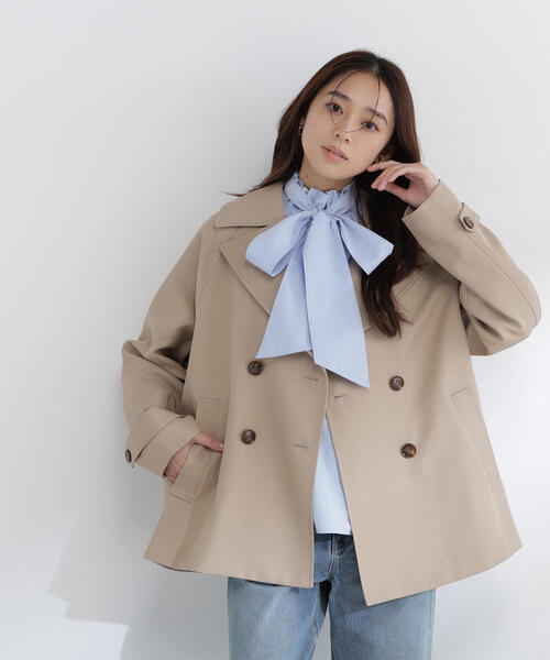 NATURAL BEAUTY BASIC（ナチュラルビューティーベーシック）の「◇ハーフトレンチコート（トレンチコート・レディース・ベージュ/ネイビー/ブルー・SMALL/MEDIUM）」の6枚目の写真