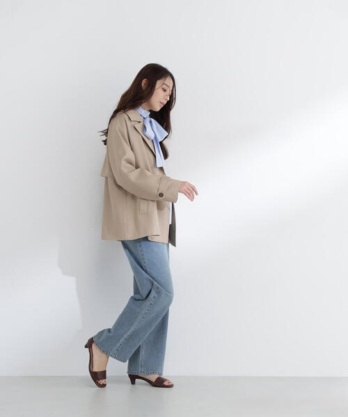 NATURAL BEAUTY BASIC（ナチュラルビューティーベーシック）の「◇ハーフトレンチコート（トレンチコート・レディース・ベージュ/ネイビー/ブルー・SMALL/MEDIUM）」の7枚目の写真
