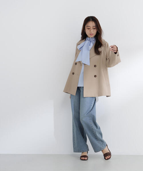 NATURAL BEAUTY BASIC（ナチュラルビューティーベーシック）の「◇ハーフトレンチコート（トレンチコート・レディース・ベージュ/ネイビー/ブルー・SMALL/MEDIUM）」の9枚目の写真