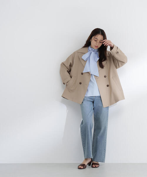 NATURAL BEAUTY BASIC（ナチュラルビューティーベーシック）の「◇ハーフトレンチコート（トレンチコート・レディース・ベージュ/ネイビー/ブルー・SMALL/MEDIUM）」の11枚目の写真