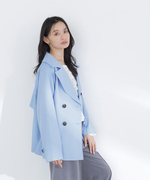 NATURAL BEAUTY BASIC（ナチュラルビューティーベーシック）の「◇ハーフトレンチコート（トレンチコート・レディース・ベージュ/ネイビー/ブルー・SMALL/MEDIUM）」の22枚目の写真