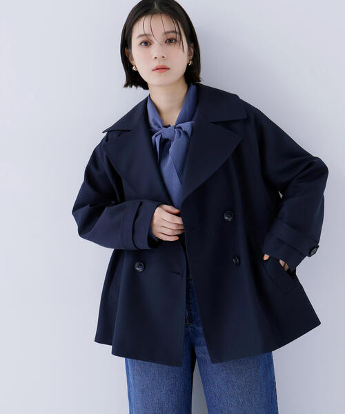 NATURAL BEAUTY BASIC（ナチュラルビューティーベーシック）の「◇ハーフトレンチコート（トレンチコート・レディース・ベージュ/ネイビー/ブルー・SMALL/MEDIUM）」の2枚目の写真