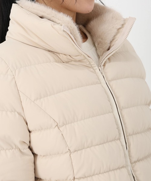 STRAWBERRY-FIELDS（ストロベリーフィールズ）の「ストレッチダウンⅡ_ファー取り外しダウンブルゾン（ダウンジャケット/コート・レディース・ブラック/ベージュ・2）」の7枚目の写真