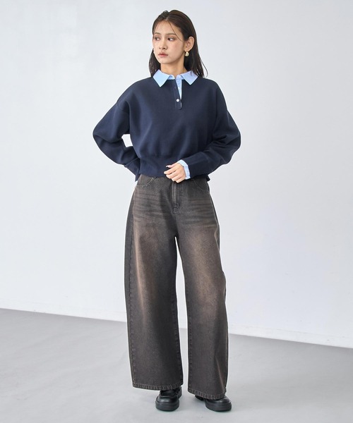 ANAP(アナップ)の「オーバーダイ ボリューム デニムパンツ(デニムパンツ・レディース・ブルー/ブラウン・S/M)」の6枚目の写真