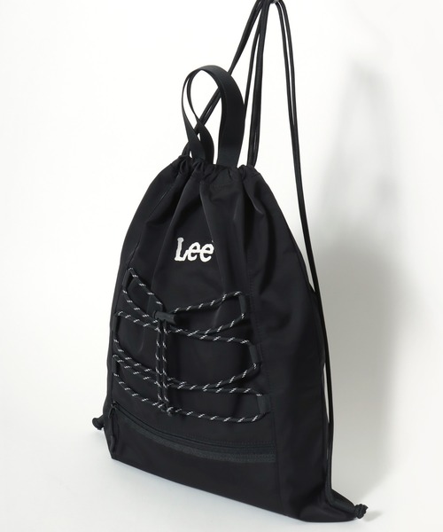 Lee(リー)の「Lee/リー ロゴ ワンポイント刺繍 2Way ドローコード ナップサック/巾着バッグ/バックパック リュックサック/トートバッグ/レディース メンズ(バックパック/リュック・レディース・ベージュ/ライトグレー/ブラック・FREE)」の5枚目の写真