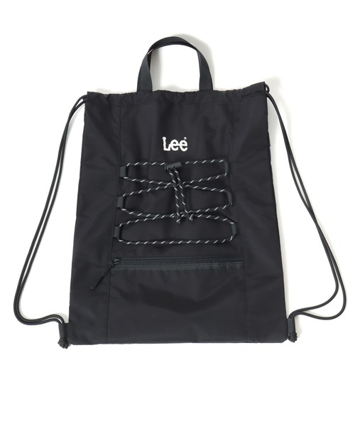 Lee(リー)の「Lee/リー ロゴ ワンポイント刺繍 2Way ドローコード ナップサック/巾着バッグ/バックパック リュックサック/トートバッグ/レディース メンズ(バックパック/リュック・レディース・ベージュ/ライトグレー/ブラック・FREE)」の8枚目の写真
