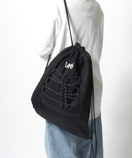 Lee(リー)の「Lee/リー ロゴ ワンポイント刺繍 2Way ドローコード ナップサック/巾着バッグ/バックパック リュックサック/トートバッグ/レディース メンズ(バックパック/リュック・レディース・ベージュ/ライトグレー/ブラック・FREE)」の19枚目の写真