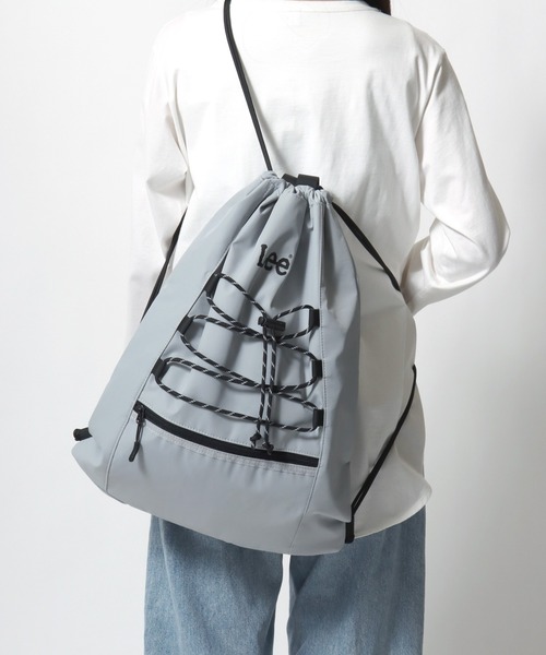 Lee(リー)の「Lee/リー ロゴ ワンポイント刺繍 2Way ドローコード ナップサック/巾着バッグ/バックパック リュックサック/トートバッグ/レディース メンズ(バックパック/リュック・レディース・ベージュ/ライトグレー/ブラック・FREE)」の22枚目の写真