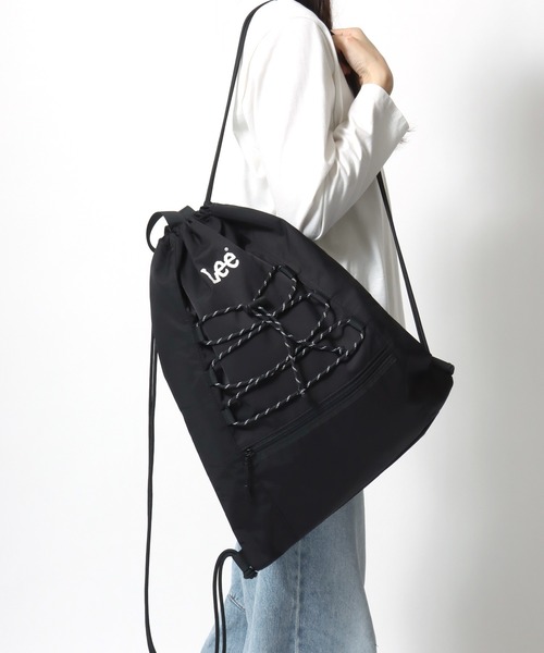 Lee(リー)の「Lee/リー ロゴ ワンポイント刺繍 2Way ドローコード ナップサック/巾着バッグ/バックパック リュックサック/トートバッグ/レディース メンズ(バックパック/リュック・レディース・ベージュ/ライトグレー/ブラック・FREE)」の20枚目の写真