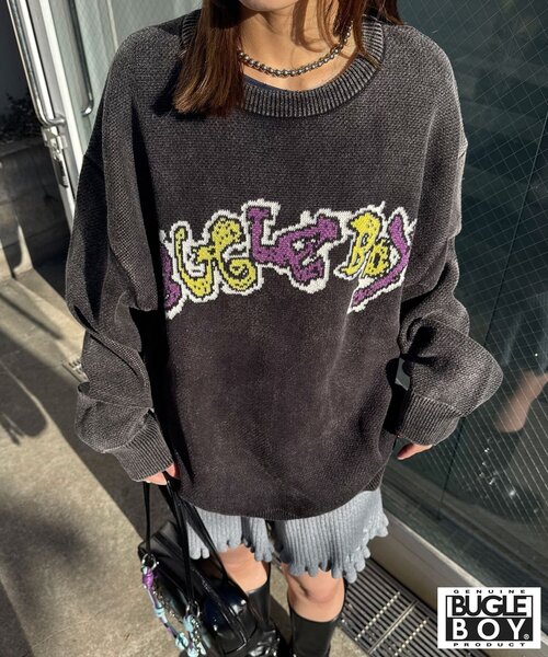 CIAOPANIC（チャオパニック）の「【BUGLE BOY/ビューグル ボーイ】フェードニット（ニット/セーター・レディース・グレー/ブラック/サックスブルー・FREE）」の4枚目の写真