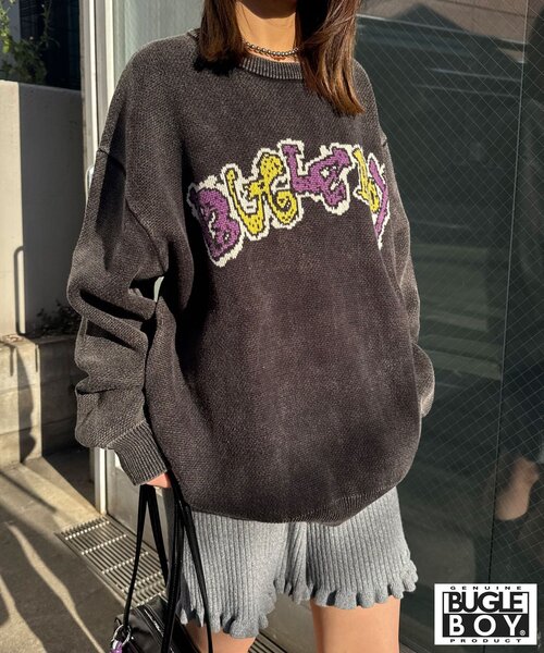 CIAOPANIC（チャオパニック）の「【BUGLE BOY/ビューグル ボーイ】フェードニット（ニット/セーター・レディース・グレー/ブラック/サックスブルー・FREE）」の6枚目の写真