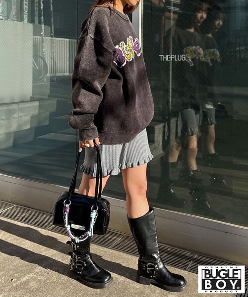 CIAOPANIC（チャオパニック）の「【BUGLE BOY/ビューグル ボーイ】フェードニット（ニット/セーター・レディース・グレー/ブラック/サックスブルー・FREE）」の9枚目の写真