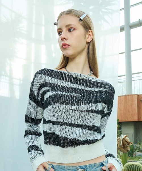 LARTIGENT(ラーティゼン)の「L9 ZEBRA COLOR KNIT(BLACK)(ニット/セーター・レディース・その他・FREE)」の3枚目の写真