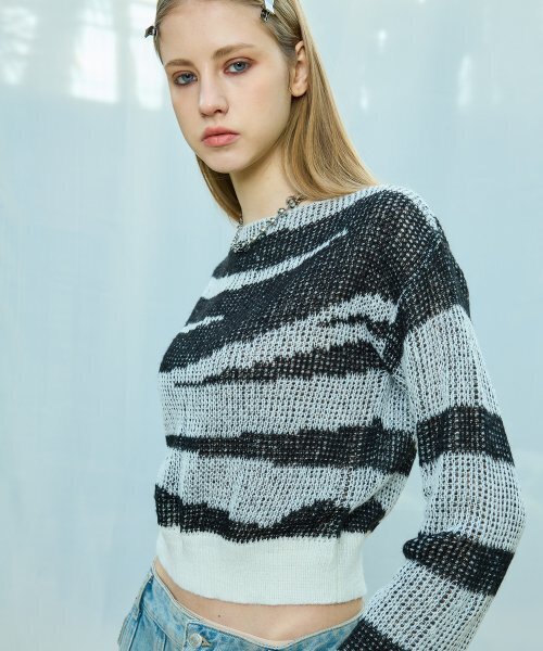 LARTIGENT(ラーティゼン)の「L9 ZEBRA COLOR KNIT(BLACK)(ニット/セーター・レディース・その他・FREE)」の4枚目の写真
