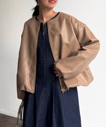 Chez toi | ノーカラーバルーンブルゾン(ブルゾン)