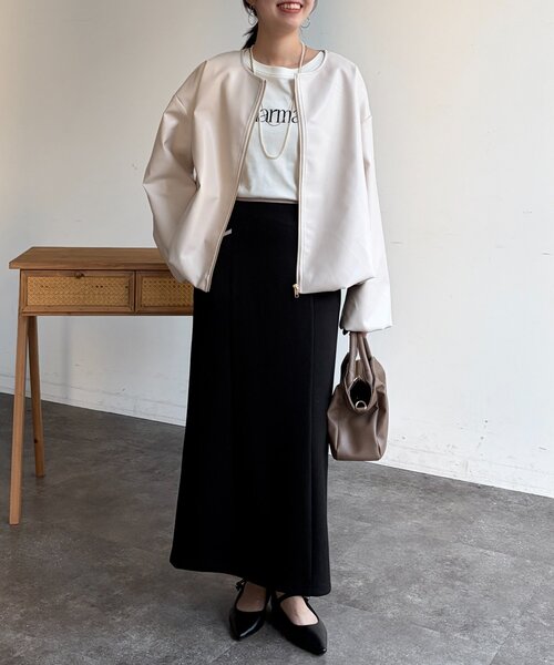 Chez toi（シェトワ）の「ノーカラーバルーンブルゾン（ブルゾン・レディース・アイボリー/ブラック/ベージュ・FREE）」の9枚目の写真