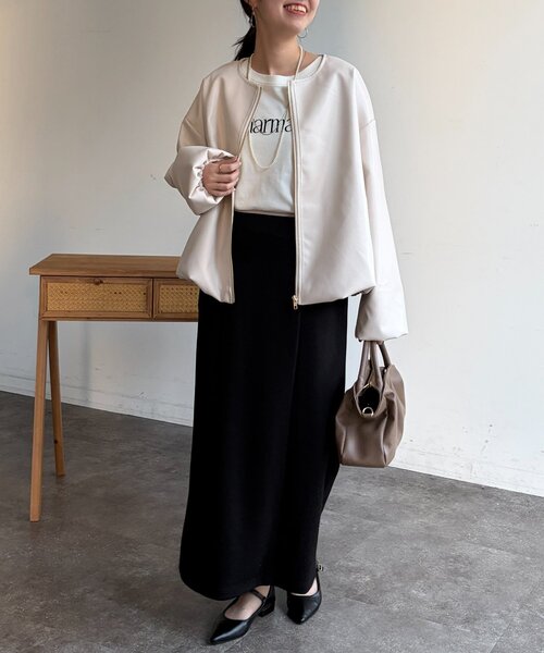 Chez toi（シェトワ）の「ノーカラーバルーンブルゾン（ブルゾン・レディース・アイボリー/ブラック/ベージュ・FREE）」の10枚目の写真