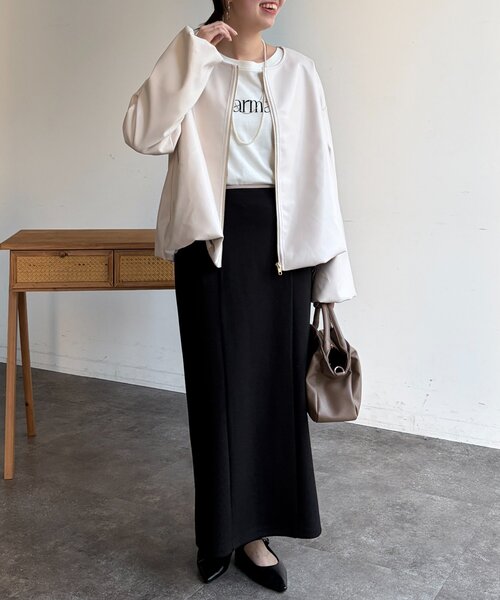 Chez toi（シェトワ）の「ノーカラーバルーンブルゾン（ブルゾン・レディース・アイボリー/ブラック/ベージュ・FREE）」の11枚目の写真