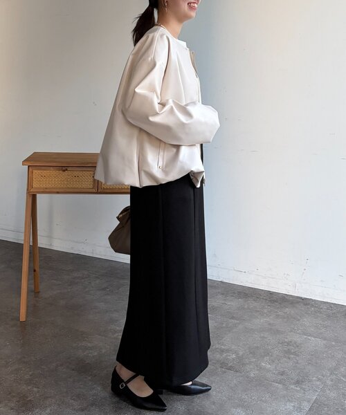 Chez toi（シェトワ）の「ノーカラーバルーンブルゾン（ブルゾン・レディース・アイボリー/ブラック/ベージュ・FREE）」の12枚目の写真