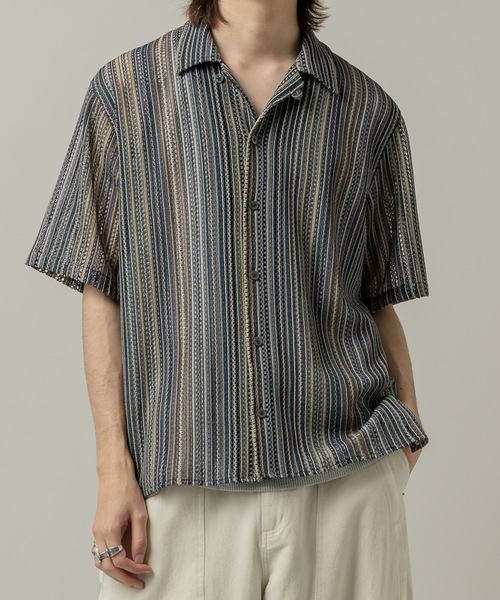 CASPER JOHN(キャスパージョン)の「Stripe lace shirts/ストライプレースシャツ(シャツ/ブラウス・メンズ・ネイビー/ベージュ/ピンク/ホワイト・LARGE/MEDIUM/SMALL/X-SMALL)」の21枚目の写真