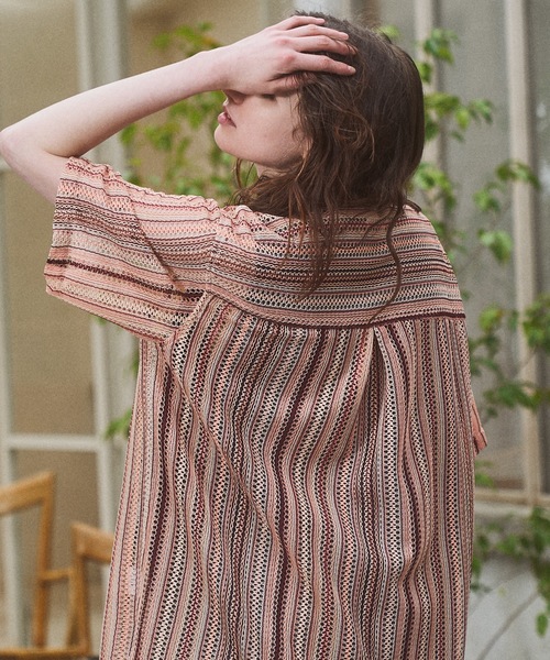 CASPER JOHN(キャスパージョン)の「Stripe lace shirts/ストライプレースシャツ(シャツ/ブラウス・メンズ・ネイビー/ベージュ/ピンク/ホワイト・LARGE/MEDIUM/SMALL/X-SMALL)」の12枚目の写真