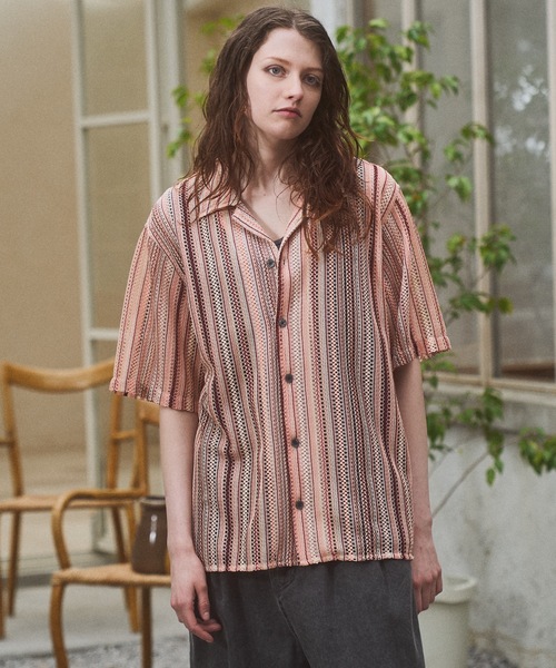 CASPER JOHN(キャスパージョン)の「Stripe lace shirts/ストライプレースシャツ(シャツ/ブラウス・メンズ・ネイビー/ベージュ/ピンク/ホワイト・LARGE/MEDIUM/SMALL/X-SMALL)」の13枚目の写真