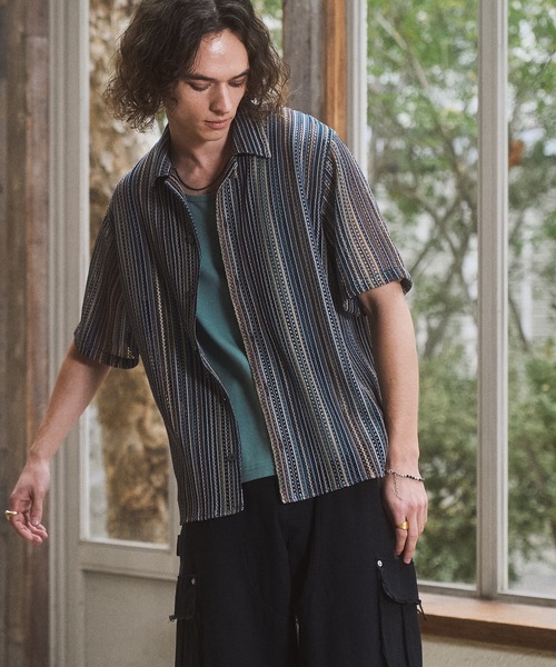 CASPER JOHN(キャスパージョン)の「Stripe lace shirts/ストライプレースシャツ(シャツ/ブラウス・メンズ・ネイビー/ベージュ/ピンク/ホワイト・LARGE/MEDIUM/SMALL/X-SMALL)」の16枚目の写真