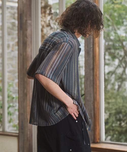 CASPER JOHN(キャスパージョン)の「Stripe lace shirts/ストライプレースシャツ(シャツ/ブラウス・メンズ・ネイビー/ベージュ/ピンク/ホワイト・LARGE/MEDIUM/SMALL/X-SMALL)」の17枚目の写真