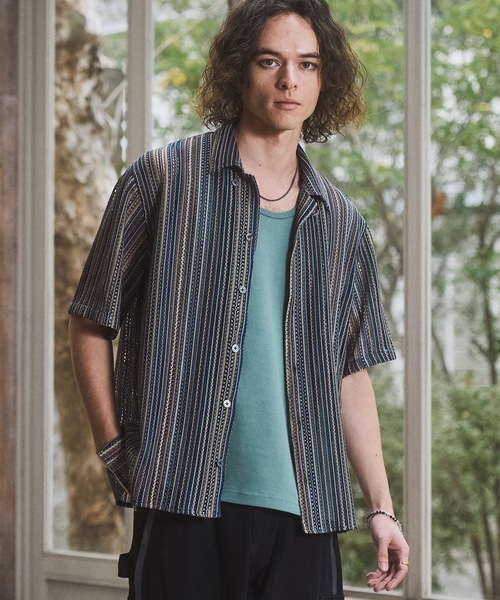 CASPER JOHN(キャスパージョン)の「Stripe lace shirts/ストライプレースシャツ(シャツ/ブラウス・メンズ・ネイビー/ベージュ/ピンク/ホワイト・LARGE/MEDIUM/SMALL/X-SMALL)」の15枚目の写真