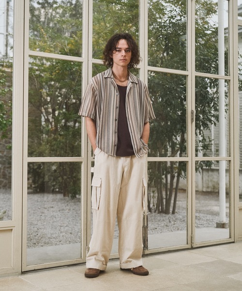 CASPER JOHN(キャスパージョン)の「Stripe lace shirts/ストライプレースシャツ(シャツ/ブラウス・メンズ・ネイビー/ベージュ/ピンク/ホワイト・LARGE/MEDIUM/SMALL/X-SMALL)」の11枚目の写真