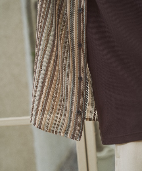 CASPER JOHN(キャスパージョン)の「Stripe lace shirts/ストライプレースシャツ(シャツ/ブラウス・メンズ・ネイビー/ベージュ/ピンク/ホワイト・LARGE/MEDIUM/SMALL/X-SMALL)」の10枚目の写真
