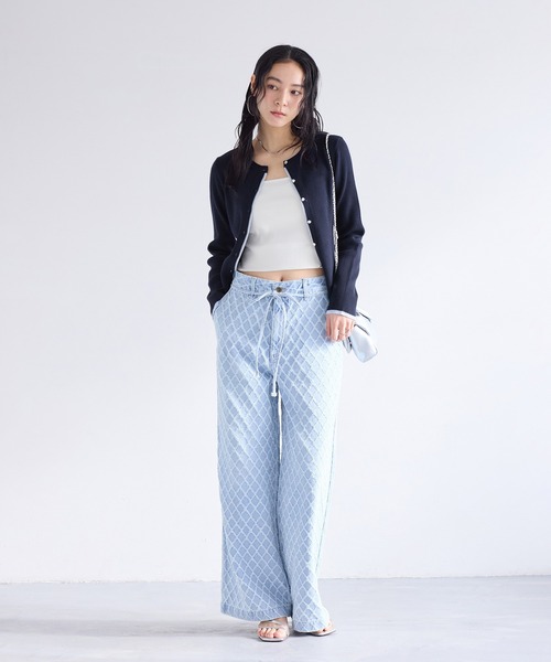 VIS（ビス）の「バイカラークルーネックカーディガン（カーディガン/ボレロ・レディース・グレー系その他/ホワイト系その他/ブルー系その他・FREE）」の10枚目の写真