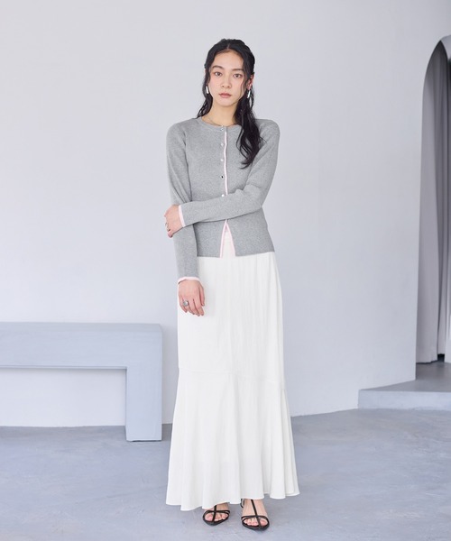 VIS（ビス）の「バイカラークルーネックカーディガン（カーディガン/ボレロ・レディース・グレー系その他/ホワイト系その他/ブルー系その他・FREE）」の13枚目の写真